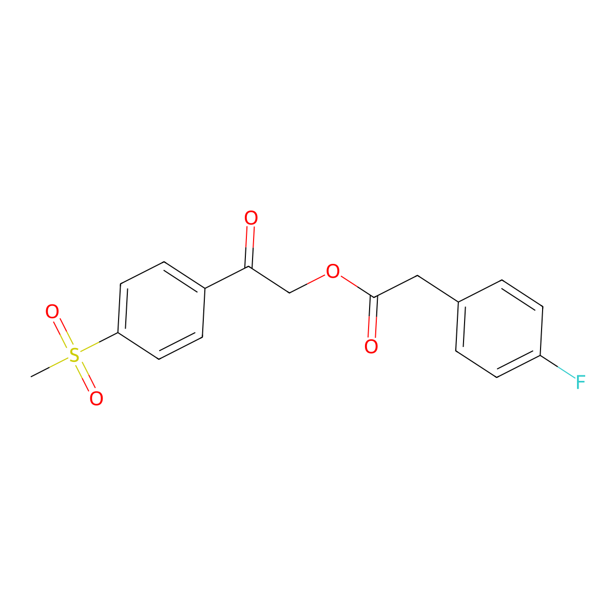 2-(4-(Methylsulfonyl)phenyl)-2-oxoethyl 2-(4-fluorophenyl)acetate molecular structure, CAS 157671-99-3