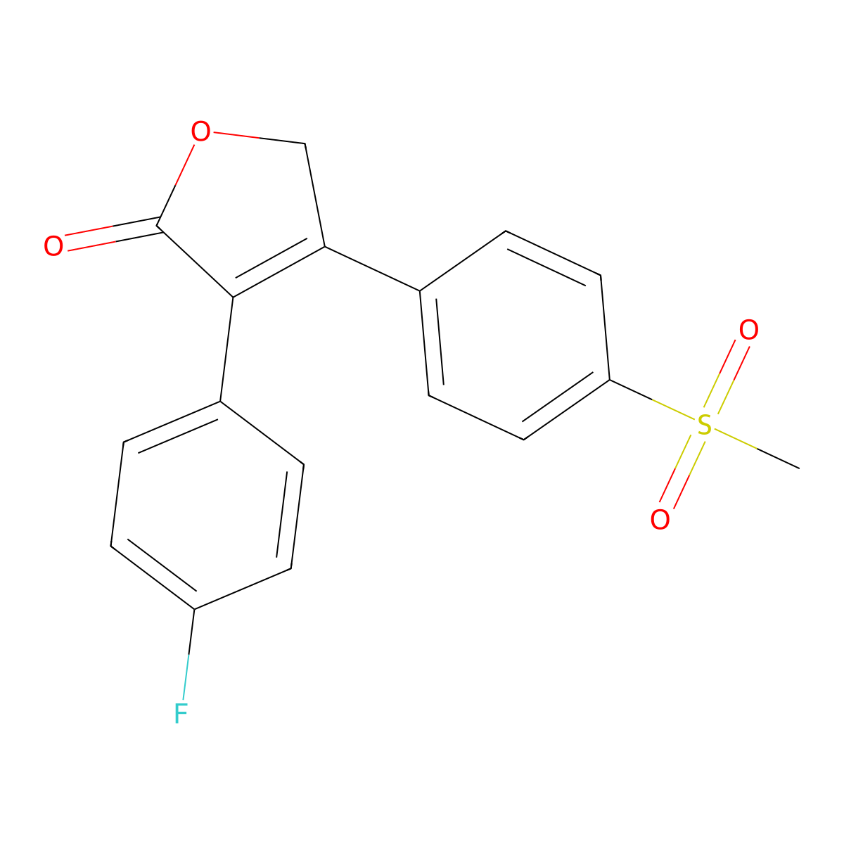 2(5H)-Furanone, 3-(4-fluorophenyl)-4-[4-(methylsulfonyl)phenyl]- molecular structure, CAS 157672-00-9