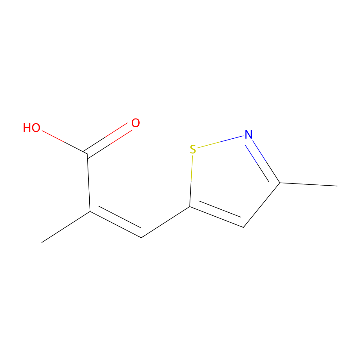 2-Methyl-3-(3-methyl-5-isothiazolyl)-2-propenoic acid molecular structure, CAS 1577-63-5