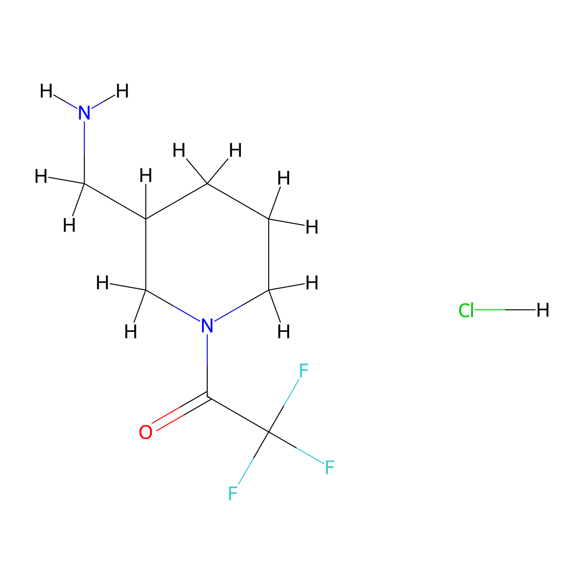 1-[3-(Aminomethyl)piperidin-1-yl]-2,2,2-trifluoroethan-1-one hydrochloride molecular structure, CAS 1577102-34-1