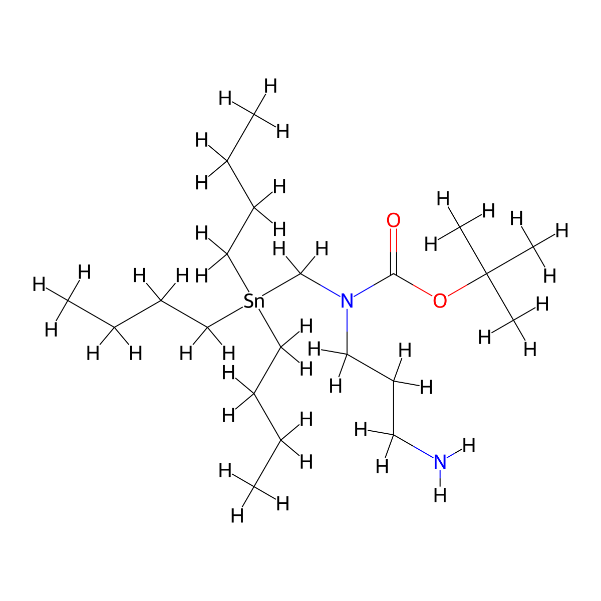tert-butyl N-(3-aminopropyl)-N-((tributylstannyl)methyl)carbamate molecular structure, CAS 1577233-73-8