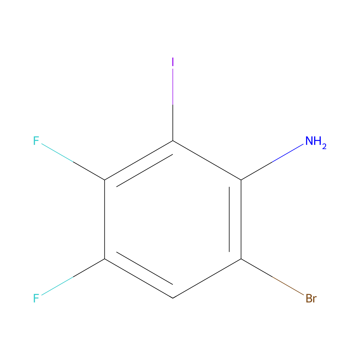 6-Bromo-3,4-difluoro-2-iodoaniline molecular structure, CAS 157727-60-1
