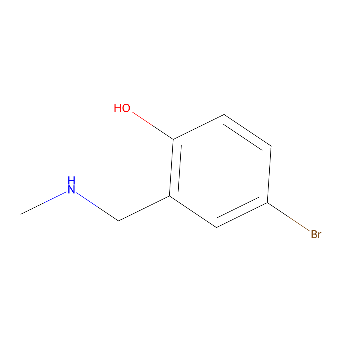 4-Bromo-2-[(methylamino)methyl]phenol molecular structure, CAS 157729-23-2