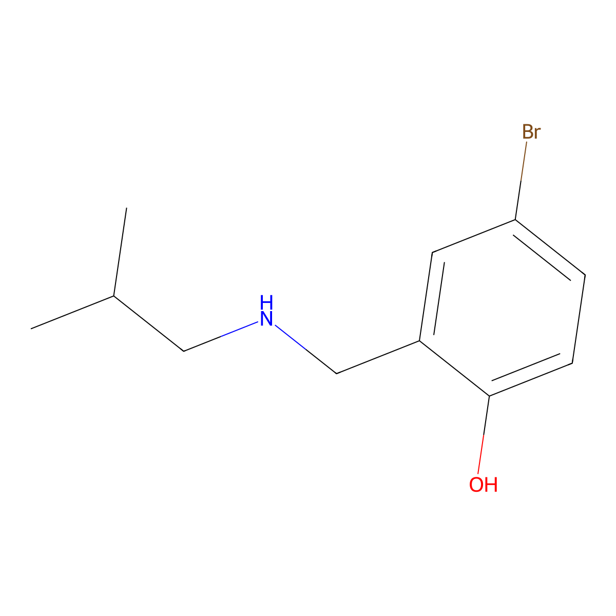 4-Bromo-2-{[(2-methylpropyl)amino]methyl}phenol molecular structure, CAS 157729-24-3