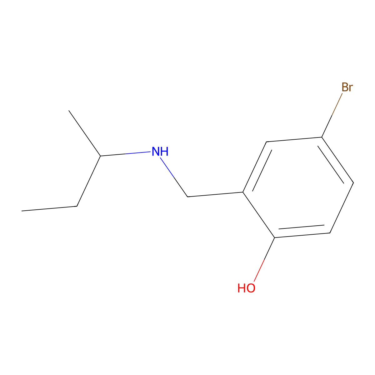 4-Bromo-2-{[(butan-2-yl)amino]methyl}phenol molecular structure, CAS 157729-25-4