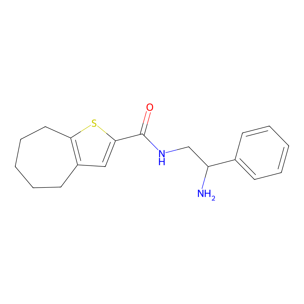 N-(2-amino-2-phenylethyl)-4H,5H,6H,7H,8H-cyclohepta[b]thiophene-2-carboxamide molecular structure, CAS 1577418-60-0