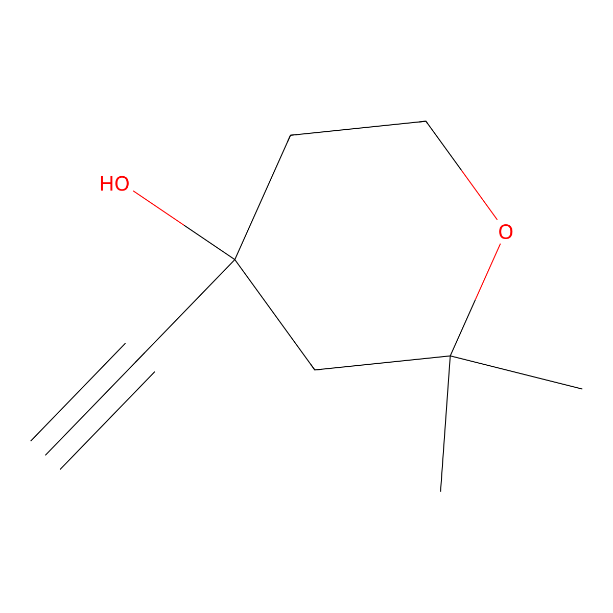 4-Ethynyl-2,2-dimethyltetrahydro-2H-pyran-4-ol molecular structure, CAS 15775-89-0