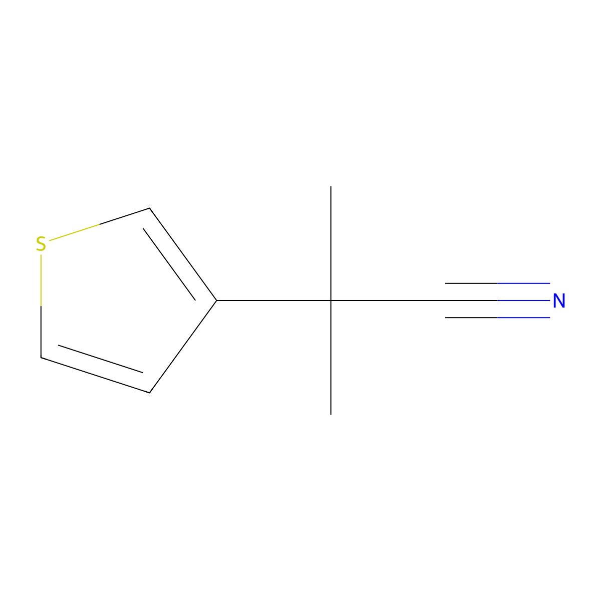 2-Methyl-2-thiophen-3-yl-propionitrile molecular structure, CAS 157763-70-7