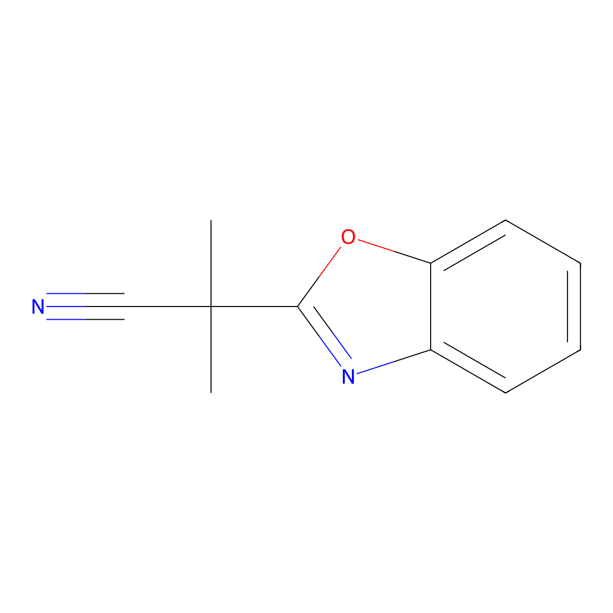 2-(Benzo[d]oxazol-2-yl)-2-methylpropanenitrile molecular structure, CAS 157763-81-0