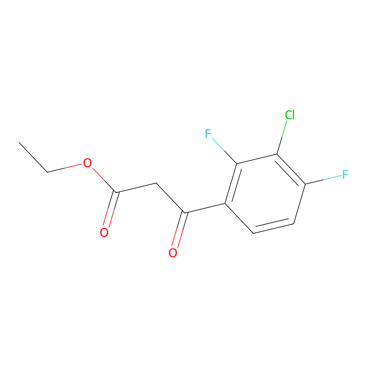 Ethyl (3-chloro-2,4-difluoro-benzoyl)-acetate molecular structure, CAS 157766-26-2