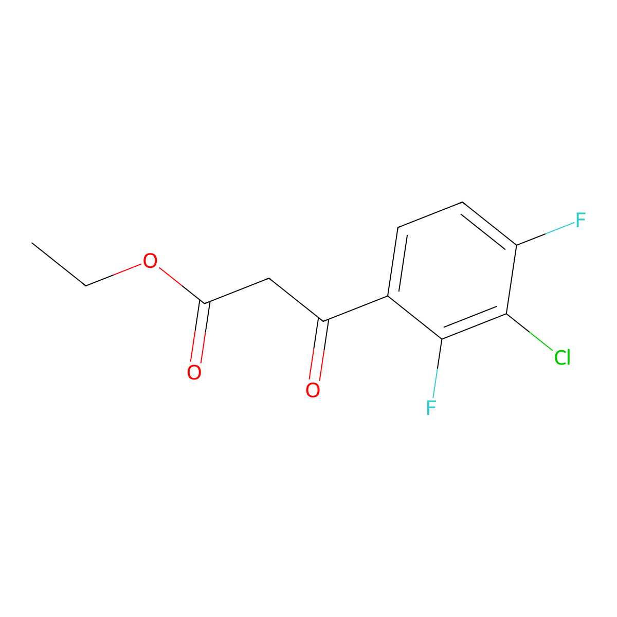 Ethyl (3-chloro-2,4-difluoro-benzoyl)-acetate molecular structure, CAS 157766-26-2