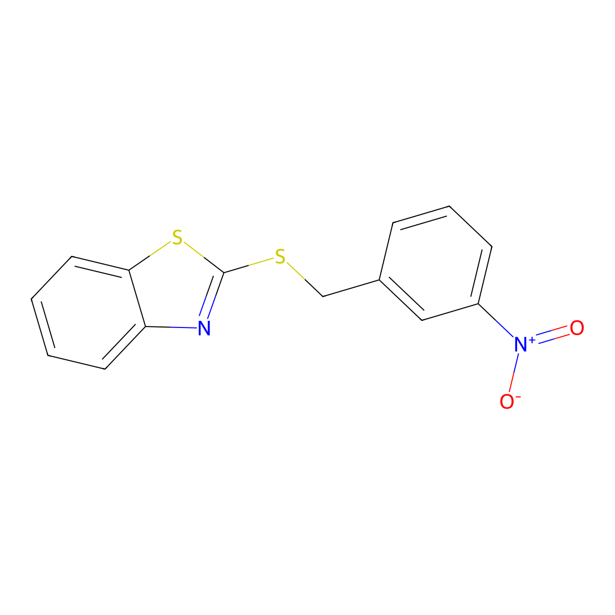 Benzothiazole, 2-[[(3-nitrophenyl)methyl]thio]- molecular structure, CAS 157768-92-8