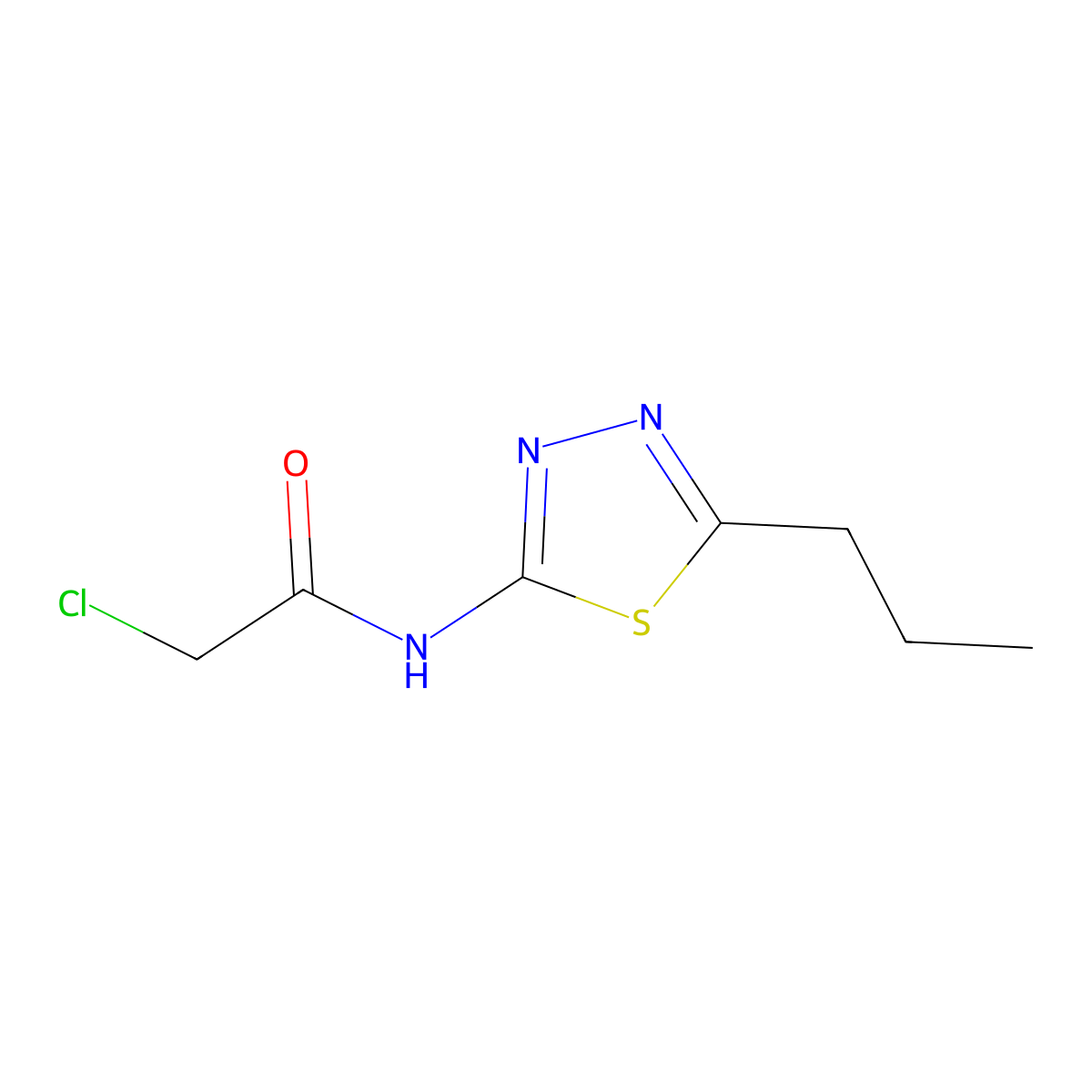 2-chloro-N-(5-propyl-1,3,4-thiadiazol-2-yl)acetamide molecular structure, CAS 15777-38-5