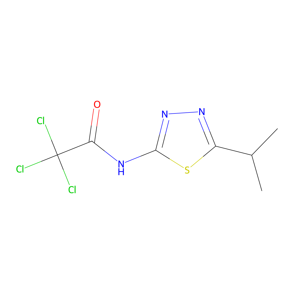 2,2,2-Trichloro-N-(5-isopropyl-1,3,4-thiadiazol-2-yl)acetamide molecular structure, CAS 15777-43-2