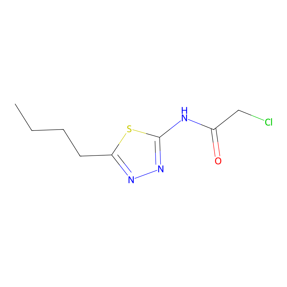 Acetamide, N-(5-butyl-1,3,4-thiadiazol-2-yl)-2-chloro- molecular structure, CAS 15777-44-3