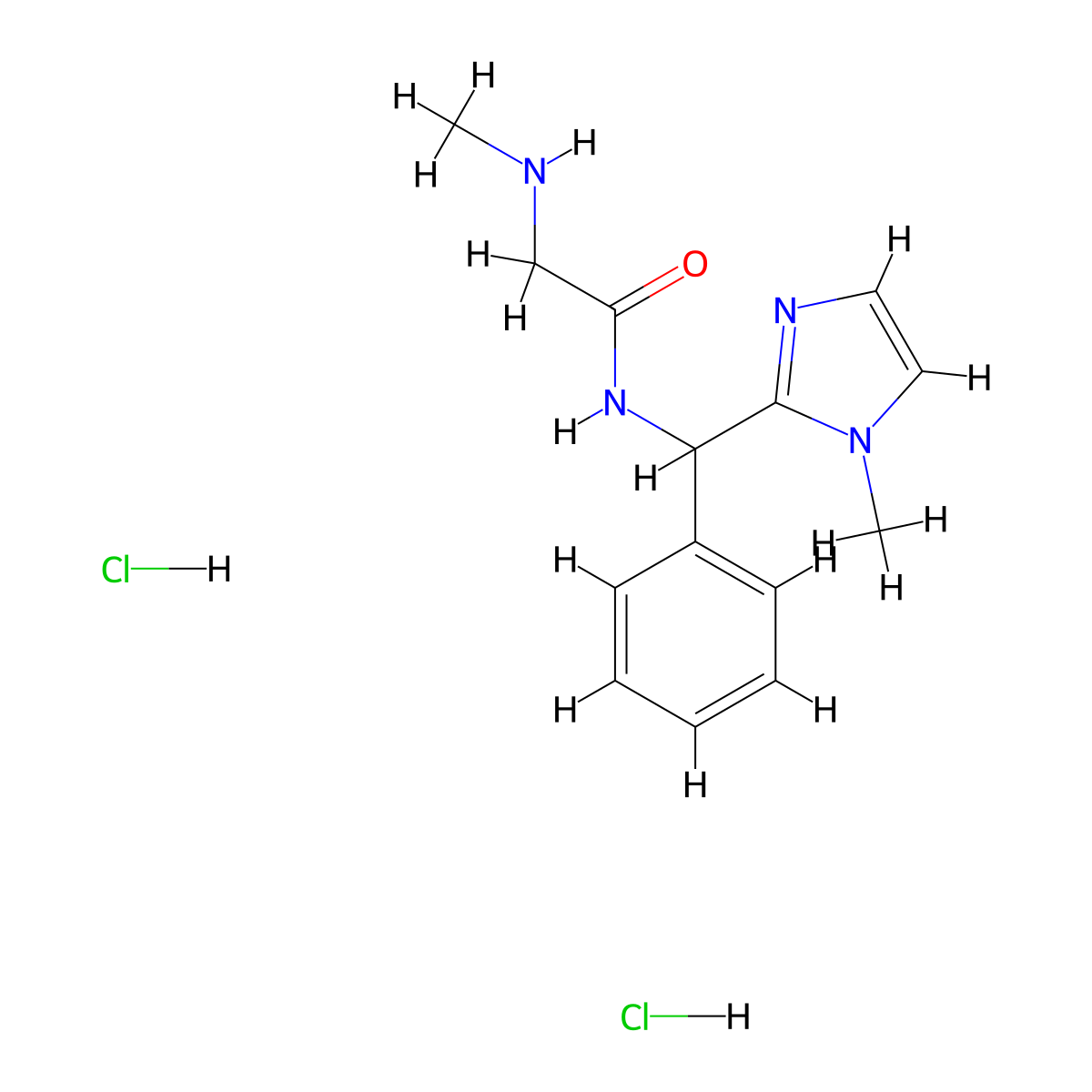 N-[(1-methyl-1H-imidazol-2-yl)(phenyl)methyl]-2-(methylamino)acetamide dihydrochloride molecular structure, CAS 1577977-32-2