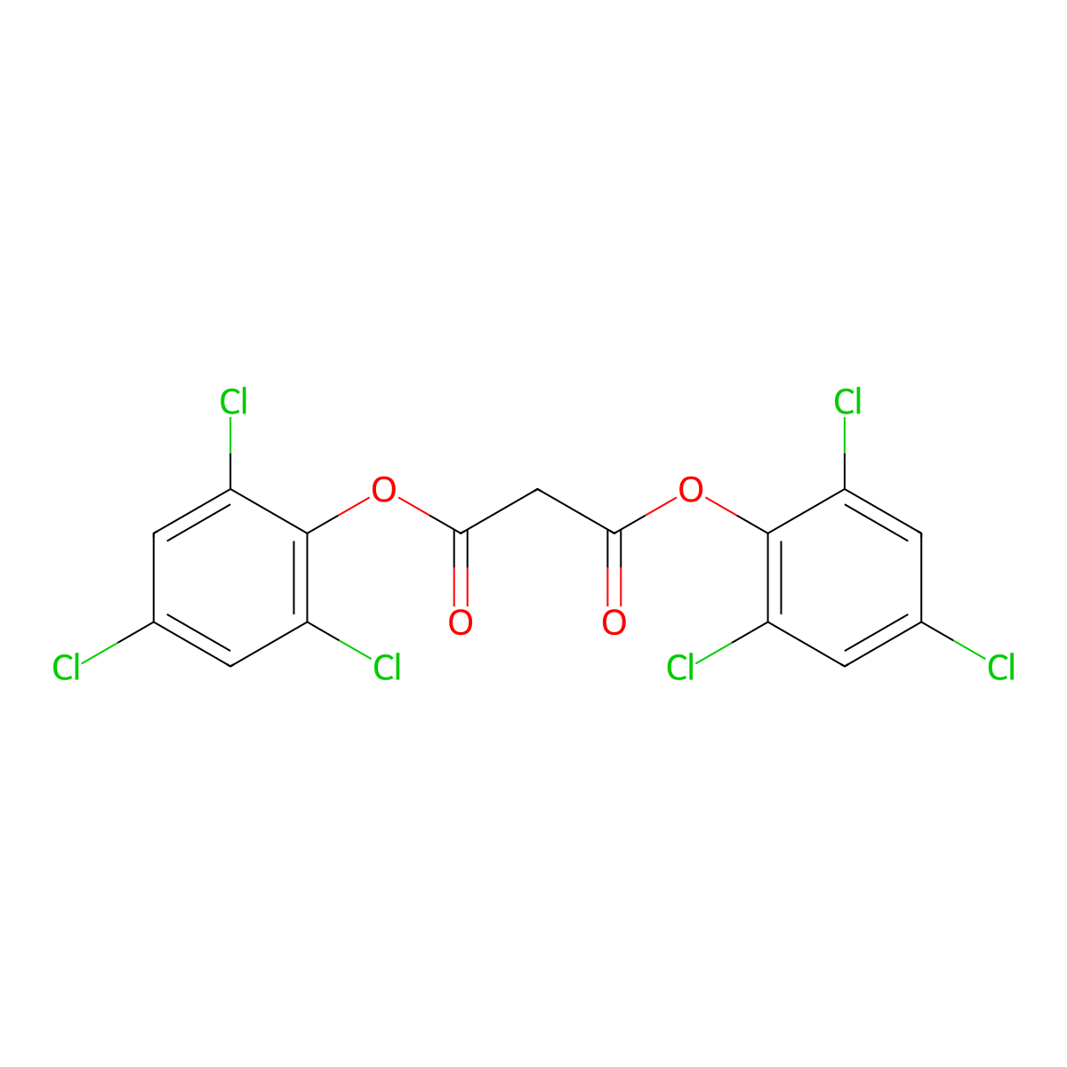 Bis(2,4,6-trichlorophenyl) propanedioate molecular structure, CAS 15781-70-1