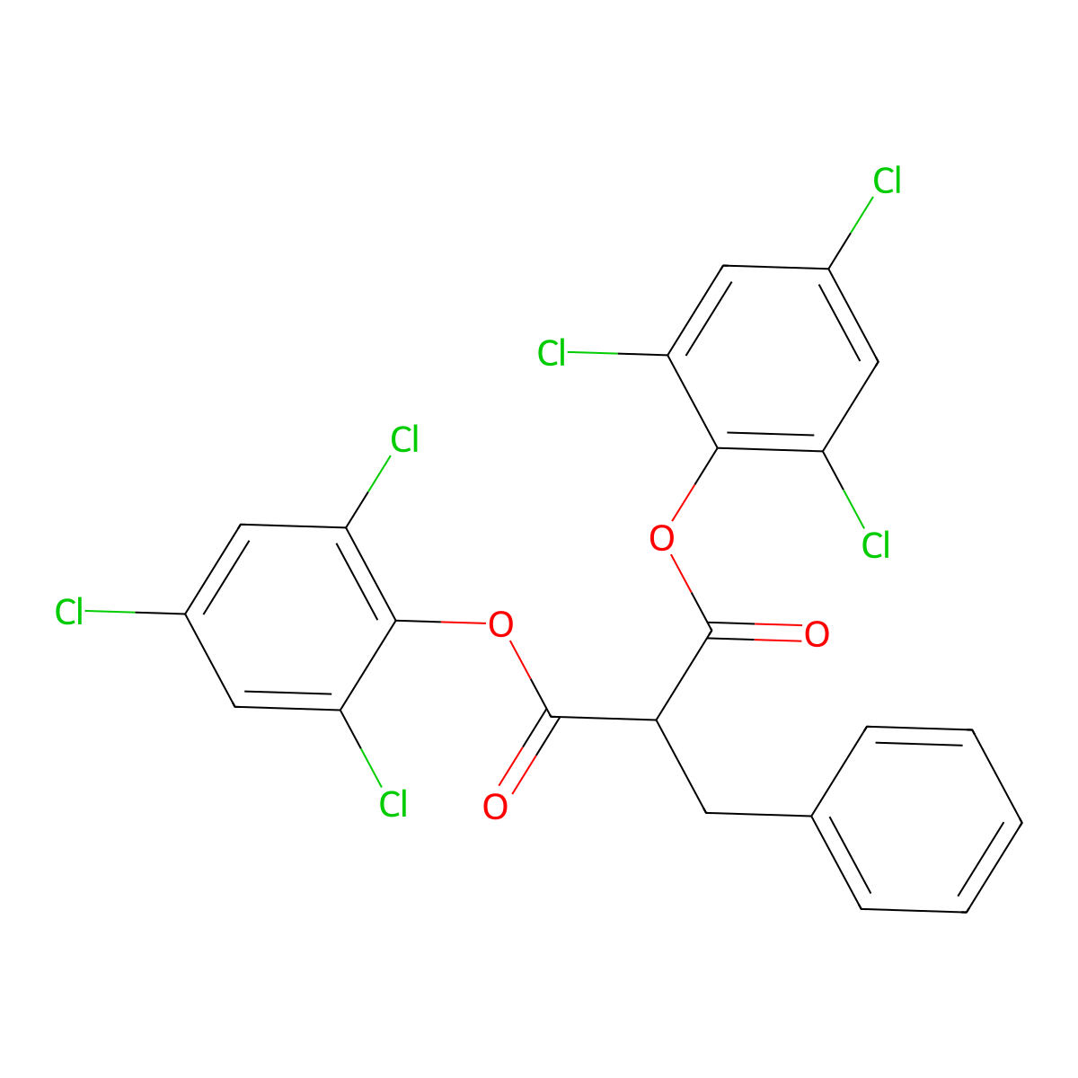 Bis(2,4,6-trichlorophenyl) benzylpropanedioate molecular structure, CAS 15781-74-5