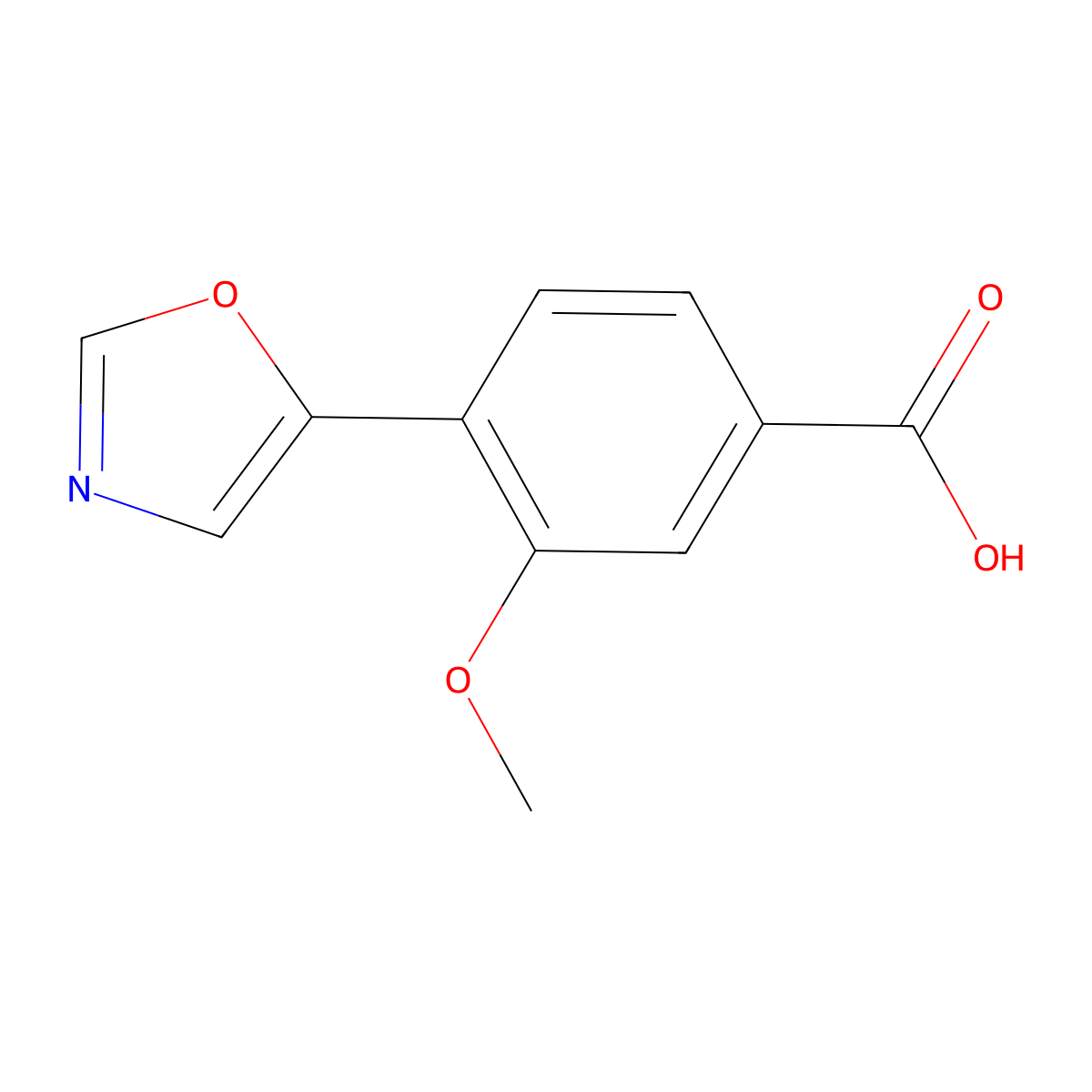 3-Methoxy-4-(oxazol-5-yl)benzoic acid molecular structure, CAS 1578190-67-6