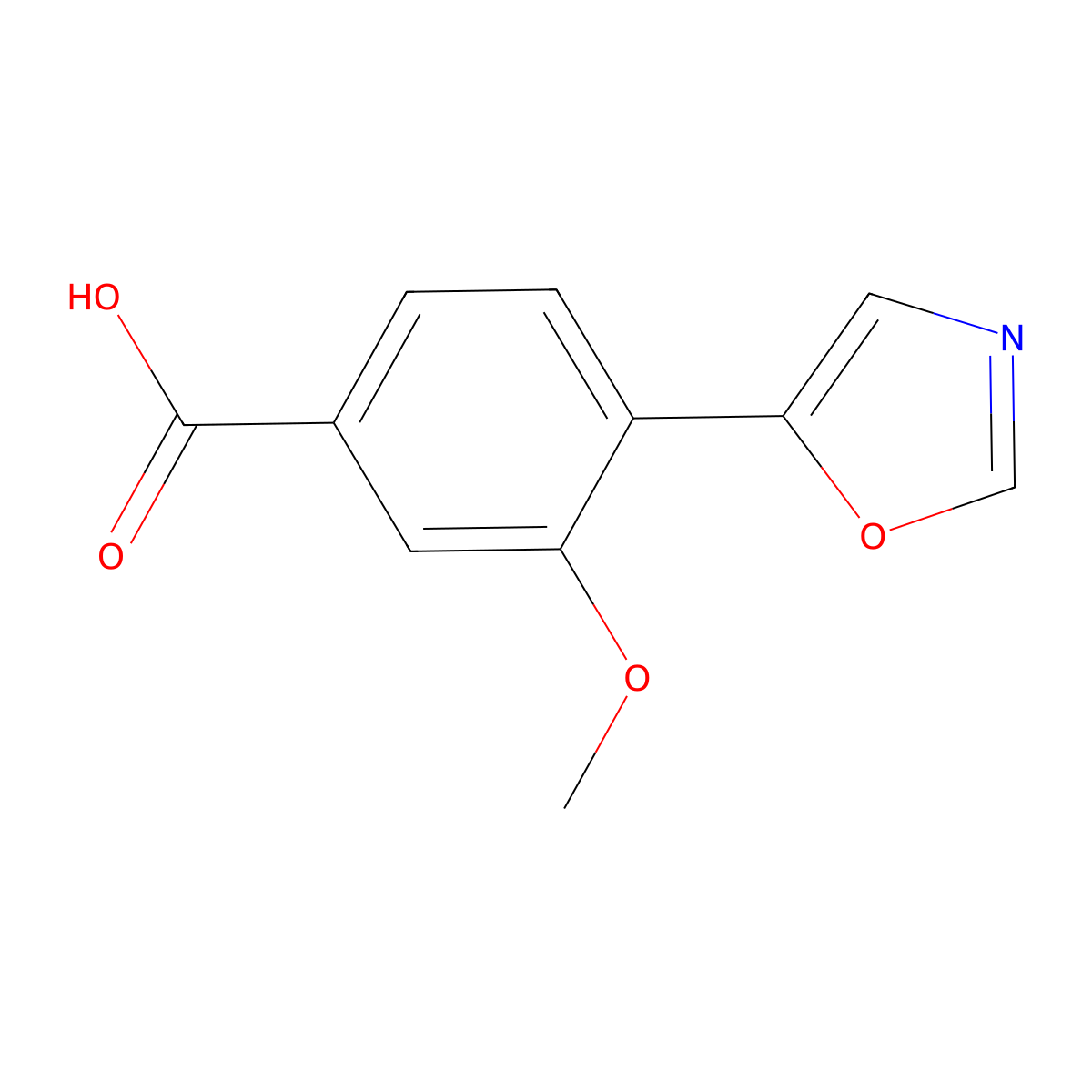 3-Methoxy-4-(oxazol-5-yl)benzoic acid molecular structure, CAS 1578190-67-6
