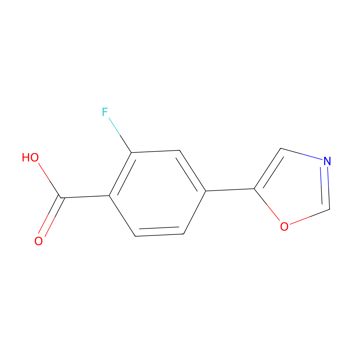 2-Fluoro-4-(5-oxazolyl)benzoic acid molecular structure, CAS 1578190-97-2