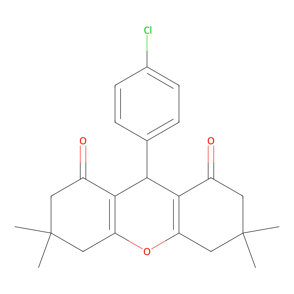9-(4-chlorophenyl)-3,3,6,6-tetramethyl-3,4,5,6,7,9-hexahydro-1H-xanthene-1,8(2H)-dione molecular structure, CAS 15782-02-2