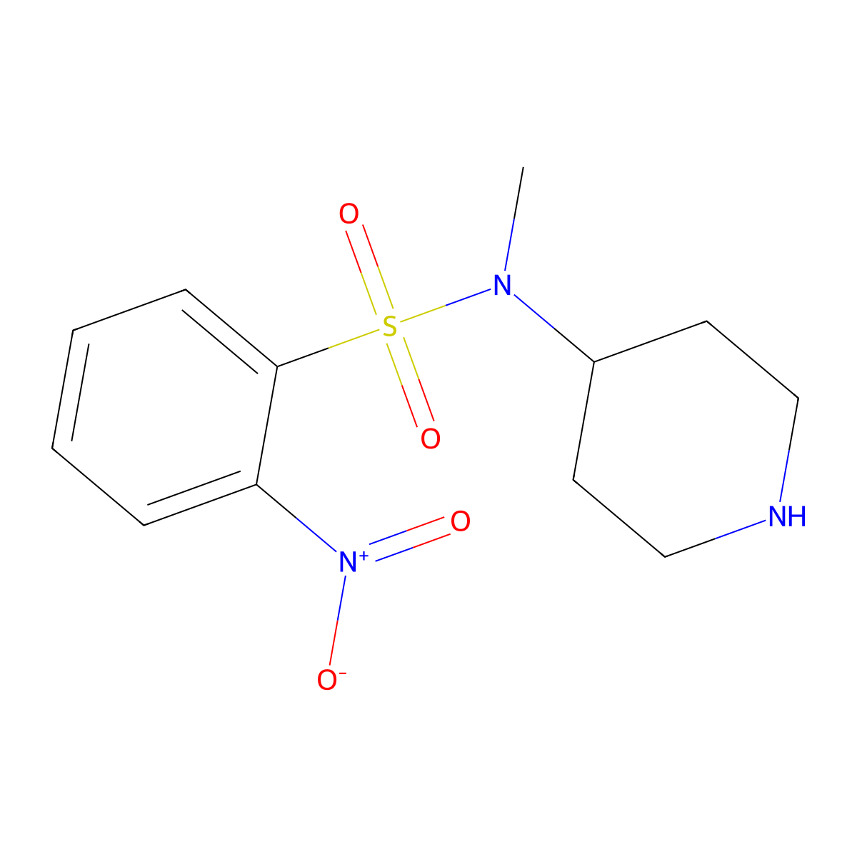 N-methyl-2-nitro-N-(piperidin-4-yl)benzene-1-sulfonamide molecular structure, CAS 1578227-90-3
