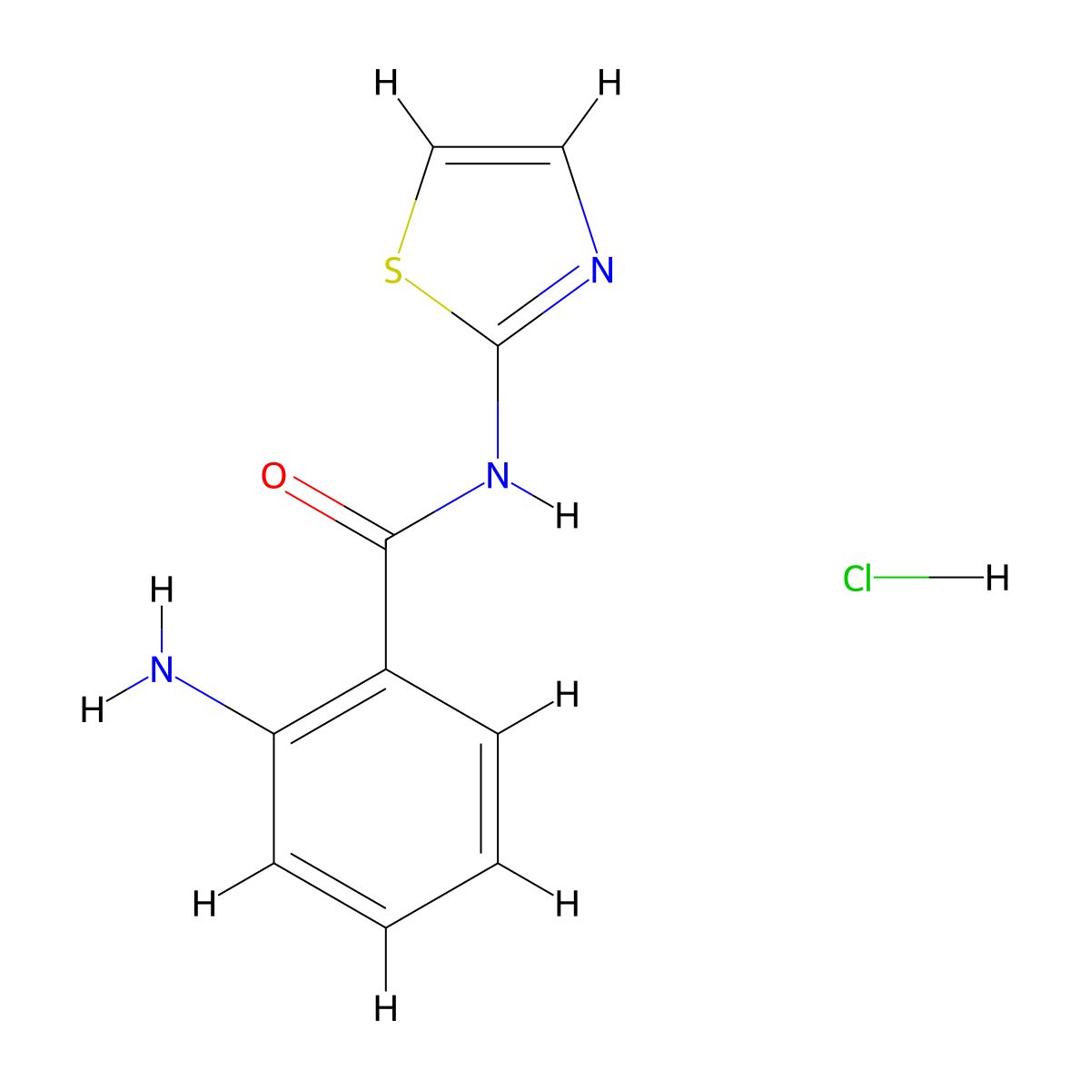 2-Amino-N-(thiazol-2-yl)benzamide hydrochloride molecular structure, CAS 1578229-93-2