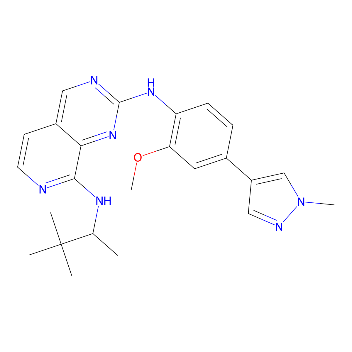 N8-[(2S)-3,3-dimethylbutan-2-yl]-N2-[2-methoxy-4-(1-methyl-1H-pyrazol-4-yl)phenyl]pyrido[3,4-d]pyrimidine-2,8-diamine molecular structure, CAS 1578244-34-4