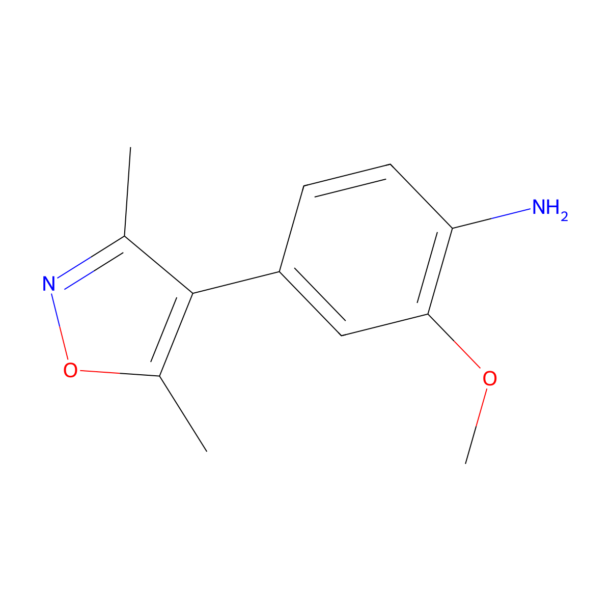 4-(3,5-Dimethylisoxazol-4-yl)-2-methoxyaniline molecular structure, CAS 1578245-92-7
