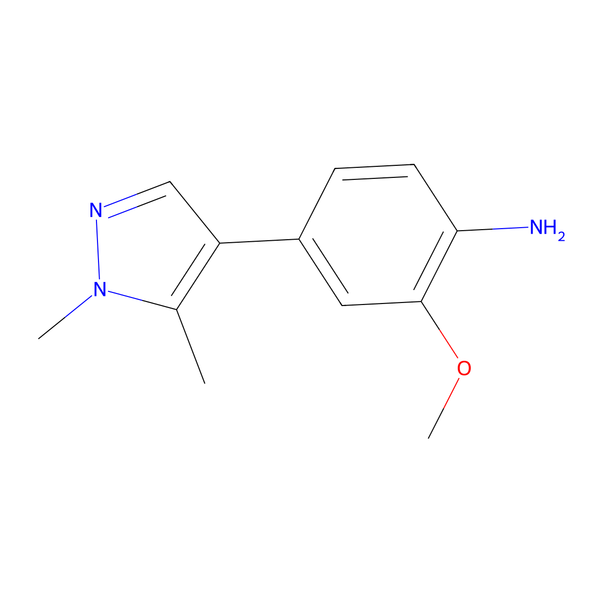 4-(1,5-Dimethyl-1H-pyrazol-4-yl)-2-methoxybenzenamine molecular structure, CAS 1578246-19-1
