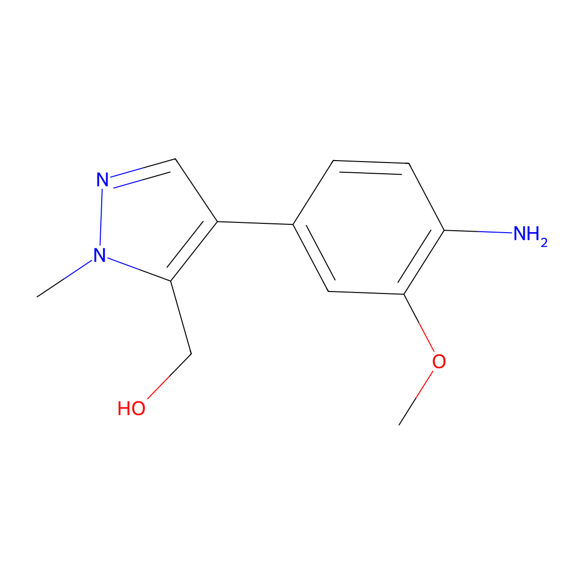 4-(4-Amino-3-methoxyphenyl)-1-methyl-1H-pyrazole-5-methanol molecular structure, CAS 1578247-19-4