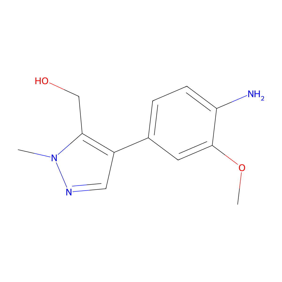 4-(4-Amino-3-methoxyphenyl)-1-methyl-1H-pyrazole-5-methanol molecular structure, CAS 1578247-19-4