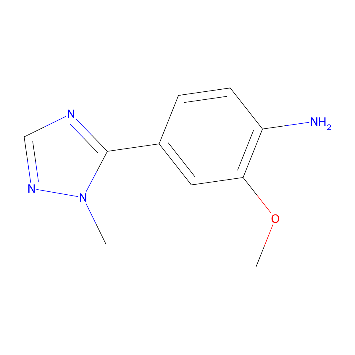 2-methoxy-4-(1-methyl-1H-1,2,4-triazol-5-yl)aniline molecular structure, CAS 1578247-20-7