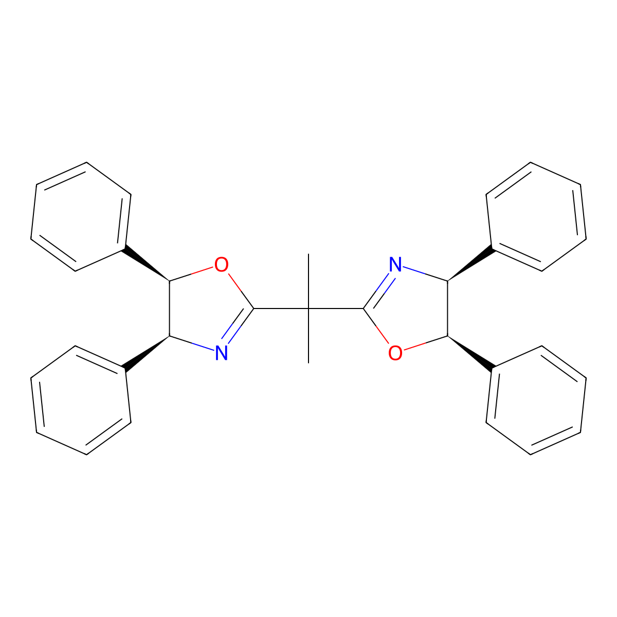 (4S,4'S,5R,5'R)-2,2'-(1-Methylethylidene)bis[4,5-dihydro-4,5-diphenyloxazole molecular structure, CAS 157825-96-2