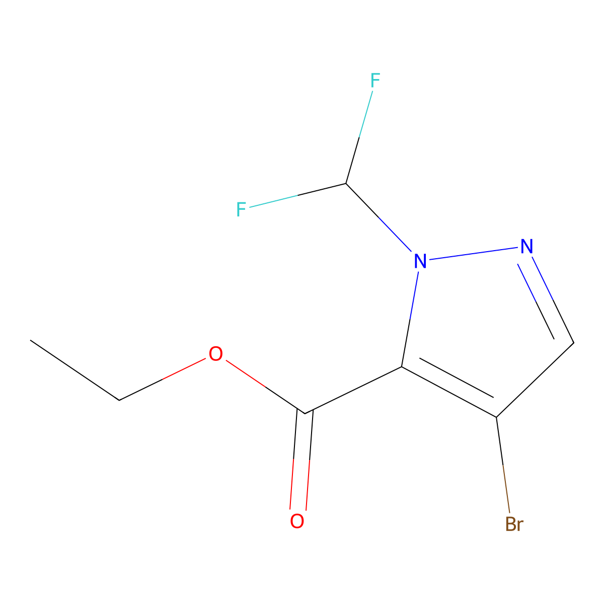 ethyl 4-bromo-1-(difluoromethyl)-1H-pyrazole-5-carboxylate molecular structure, CAS 1578256-70-8