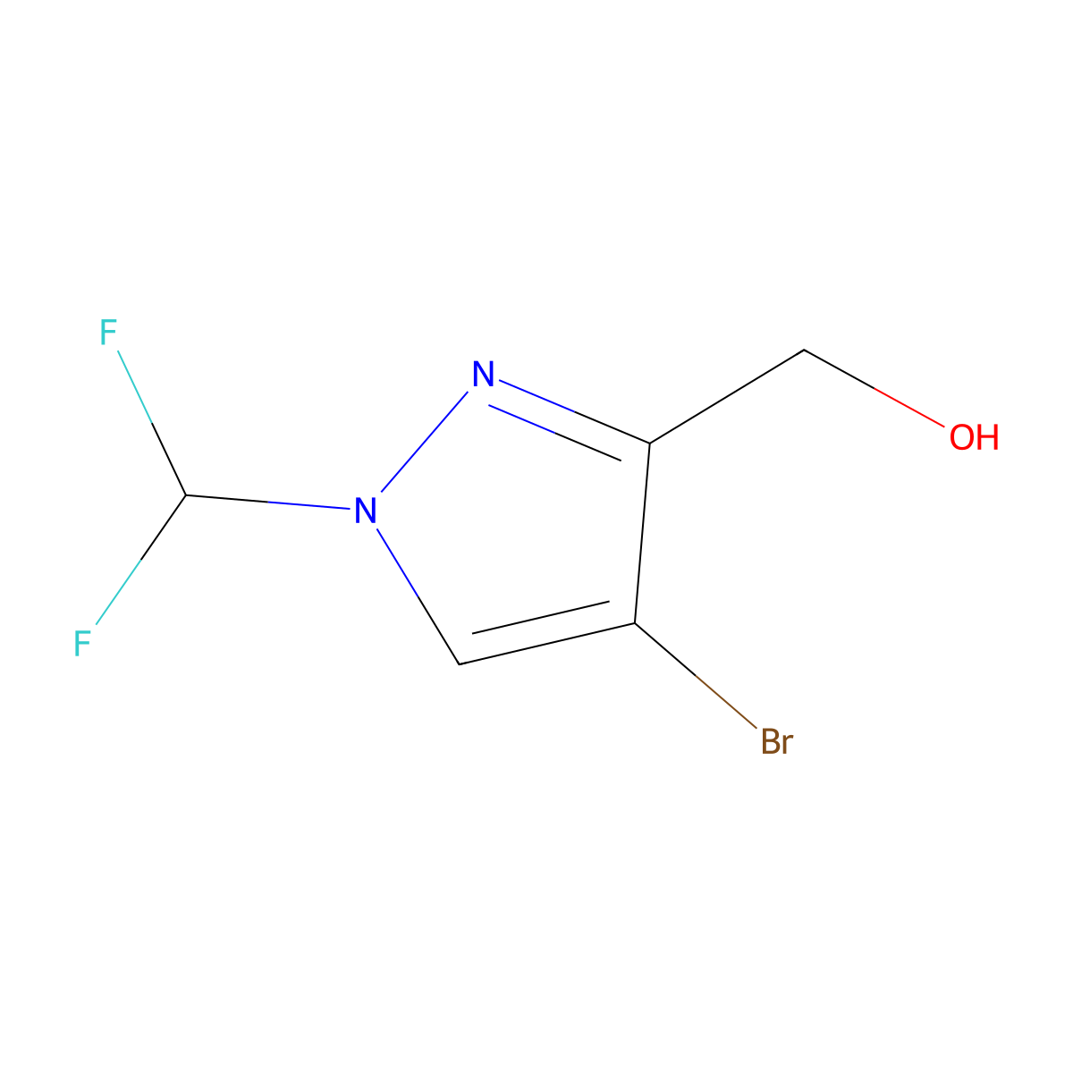 (4-Bromo-1-(difluoromethyl)-1H-pyrazol-3-yl)methanol molecular structure, CAS 1578256-71-9