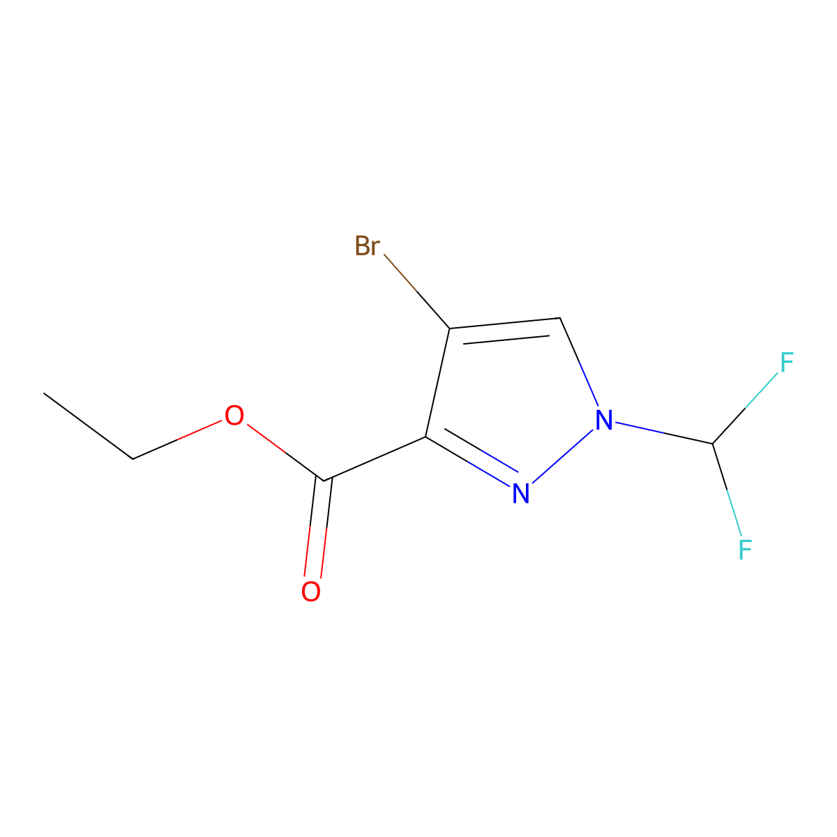 Ethyl 4-bromo-1-(difluoromethyl)-1H-pyrazole-3-carboxylate molecular structure, CAS 1578256-72-0