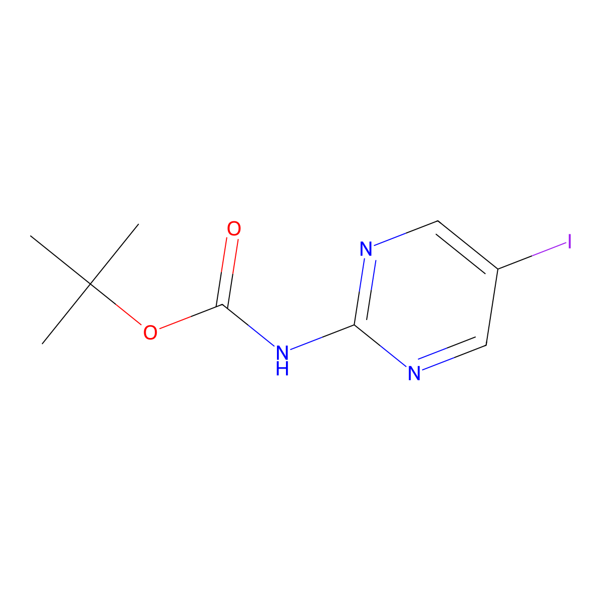 tert-Butyl (5-iodopyrimidin-2-yl)carbamate molecular structure, CAS 1578264-17-1