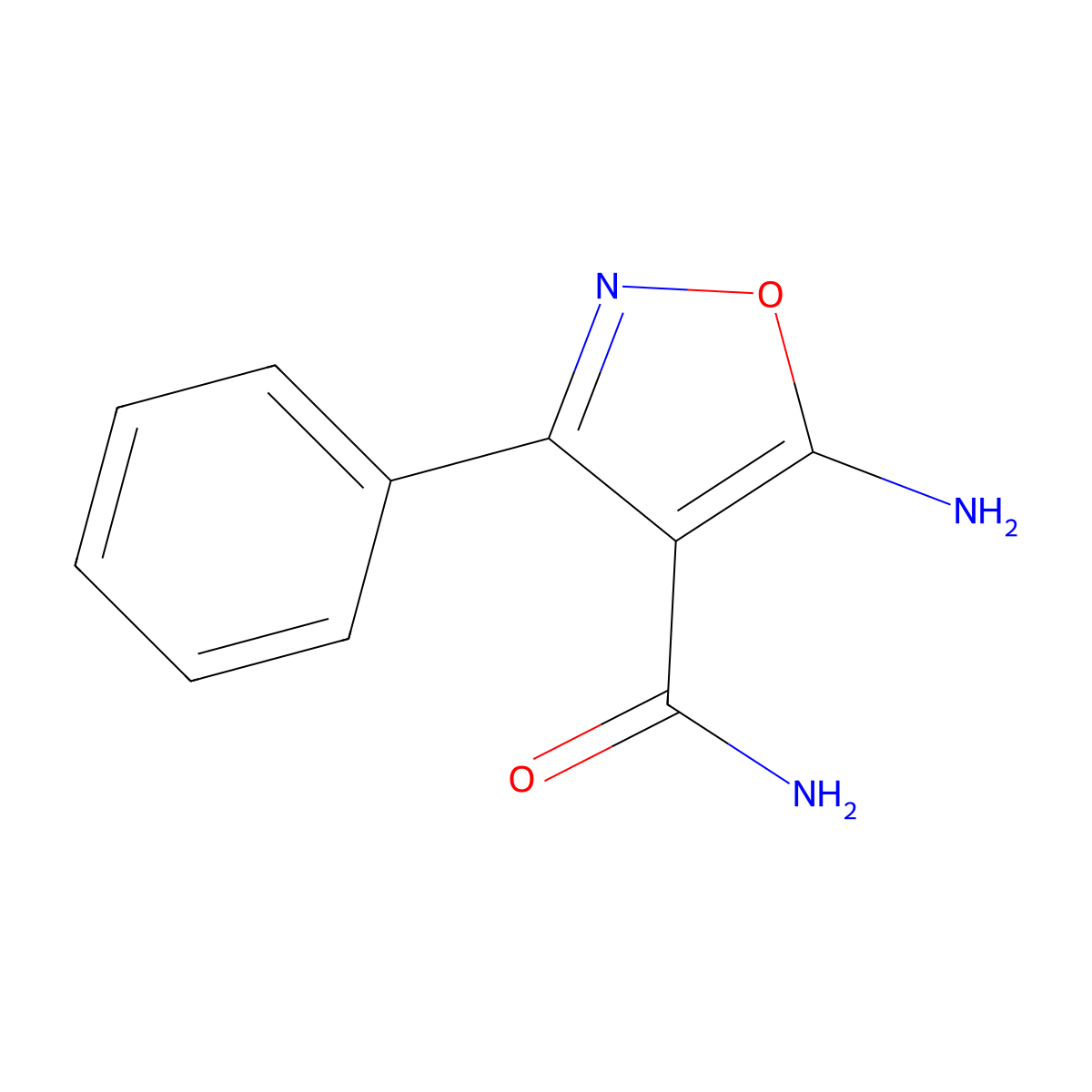 5-Amino-3-phenyl-1,2-oxazole-4-carboxamide molecular structure, CAS 15783-70-7