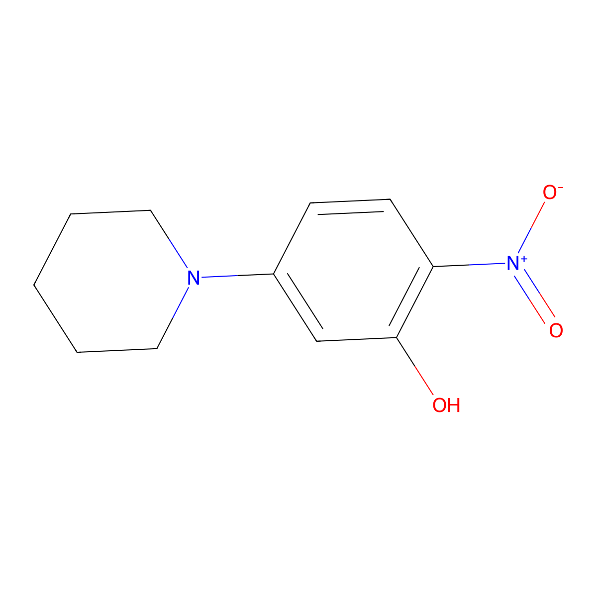 2-Nitro-5-piperidinophenol molecular structure, CAS 157831-75-9