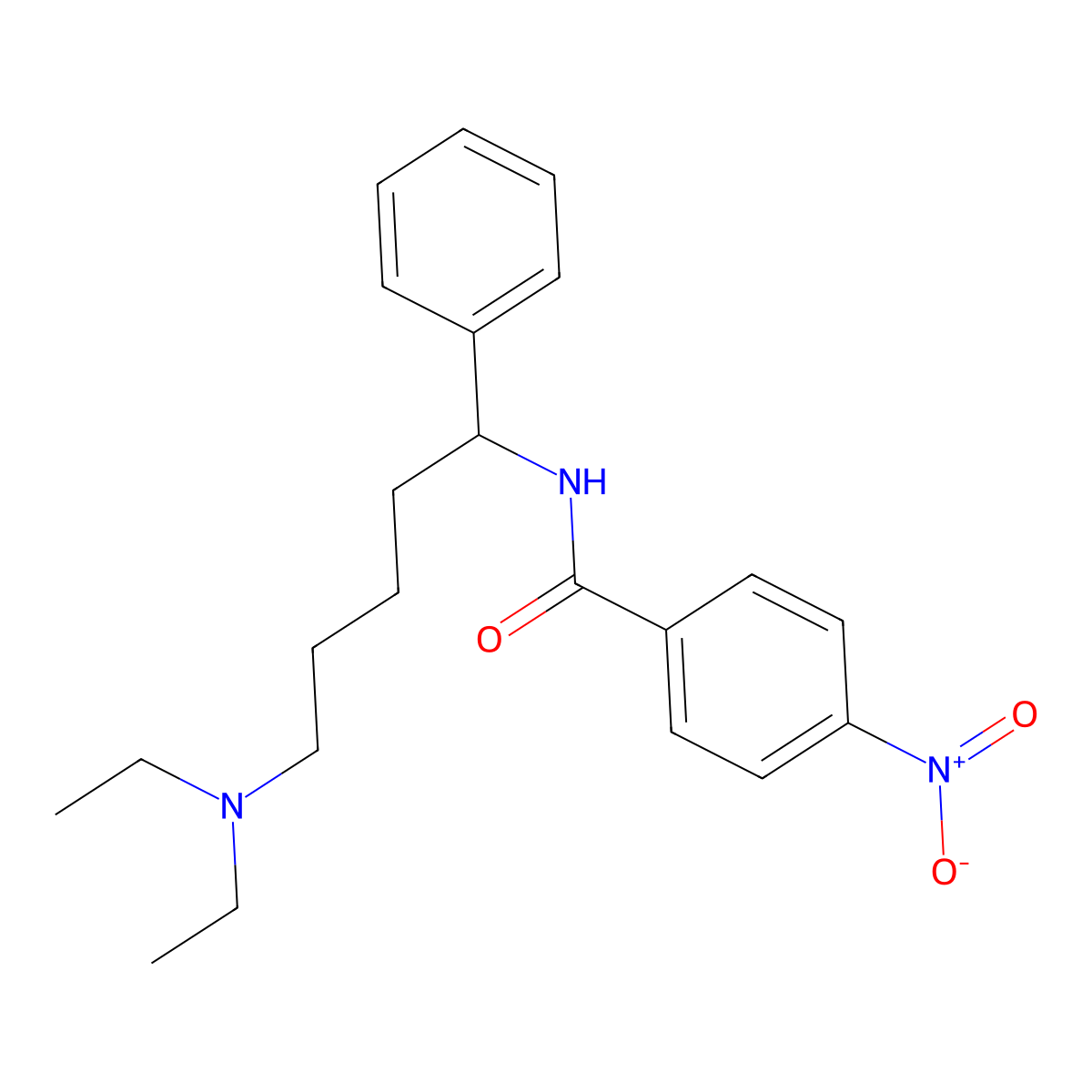 N-(5-(Diethylamino)-1-phenylpentyl)-4-nitrobenzamide molecular structure, CAS 157832-55-8