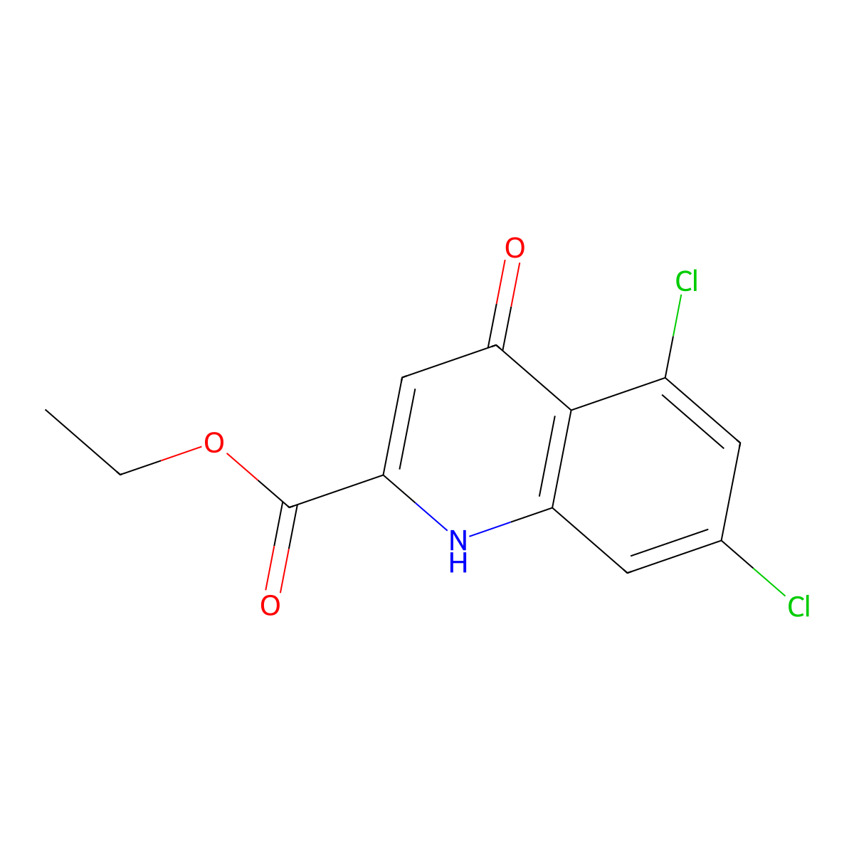 5,7-Dichloro-4-hydroxy-quinoline-2-carboxylic acid ethyl ester molecular structure, CAS 157848-08-3
