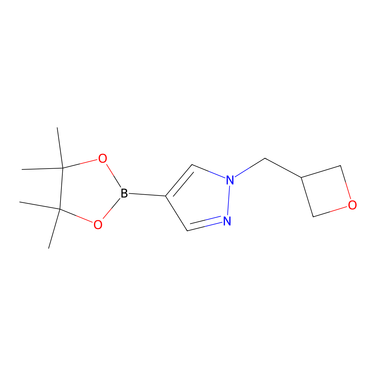 1-(oxetan-3-ylmethyl)-4-(tetramethyl-1,3,2-dioxaborolan-2-yl)-1H-pyrazole molecular structure, CAS 1578484-07-7