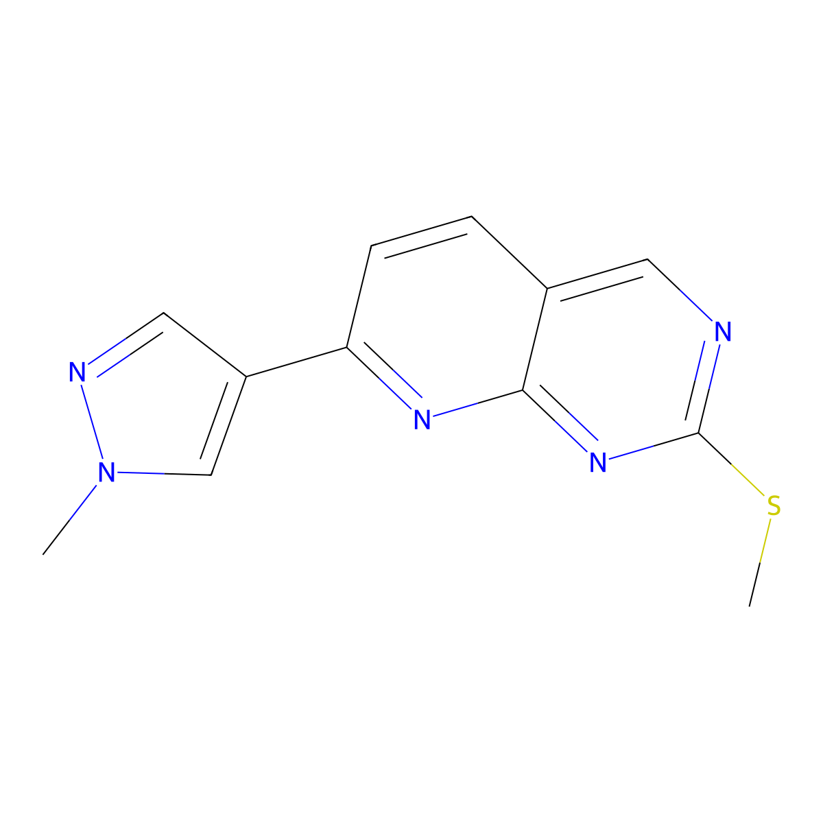 7-(1-Methyl-1H-pyrazol-4-yl)-2-(methylthio)pyrido[2,3-d]pyrimidine molecular structure, CAS 1578484-40-8