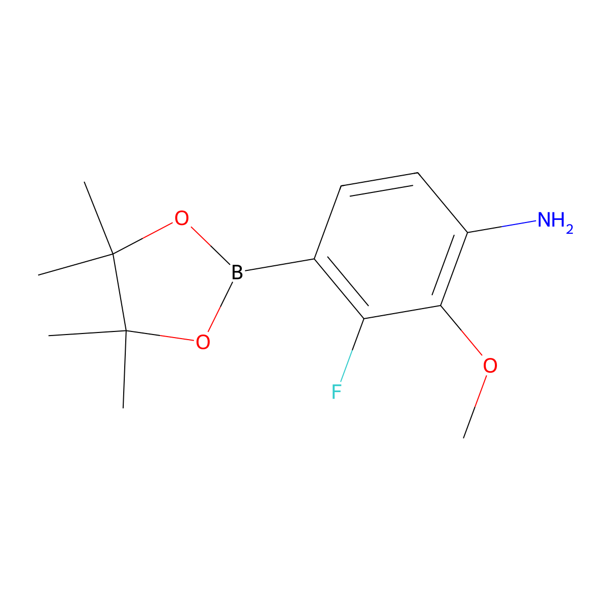 3-Fluoro-2-methoxy-4-(4,4,5,5-tetramethyl-1,3,2-dioxaborolan-2-yl)aniline molecular structure, CAS 1578484-58-8