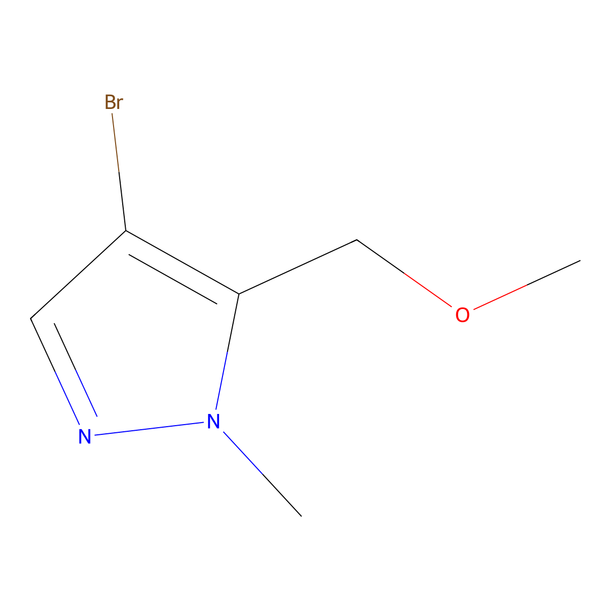 4-bromo-5-(methoxymethyl)-1-methyl-1H-pyrazole molecular structure, CAS 1578484-60-2