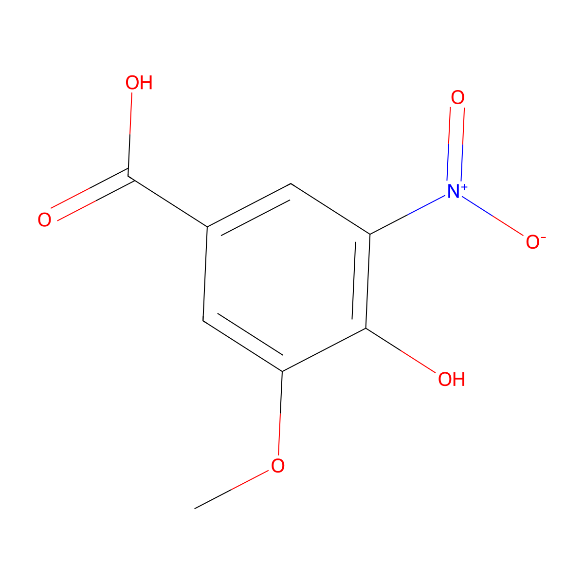 4-Hydroxy-3-methoxy-5-nitrobenzoic acid molecular structure, CAS 15785-54-3