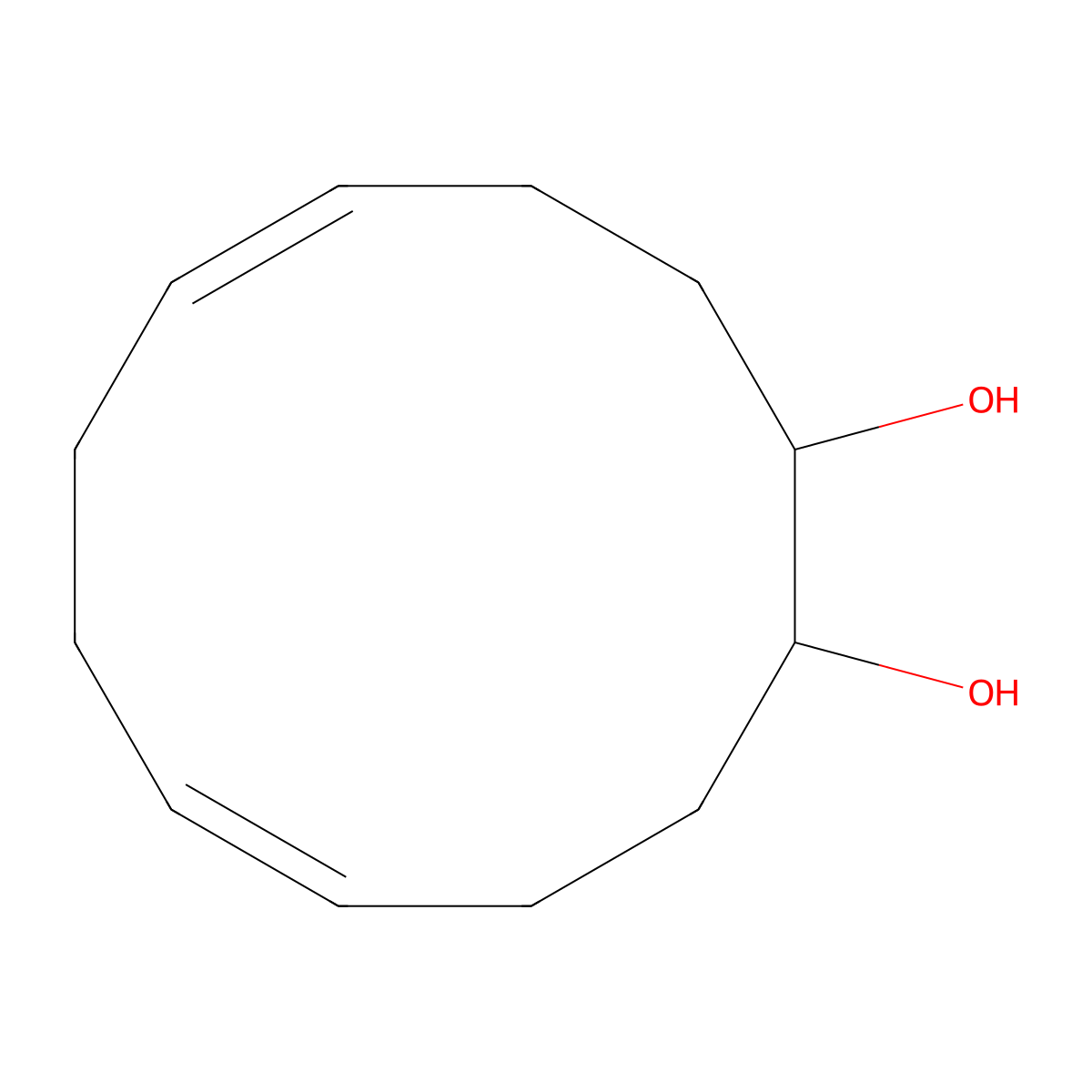 Cyclododeca-5,9-diene-1,2-diol molecular structure, CAS 15786-26-2