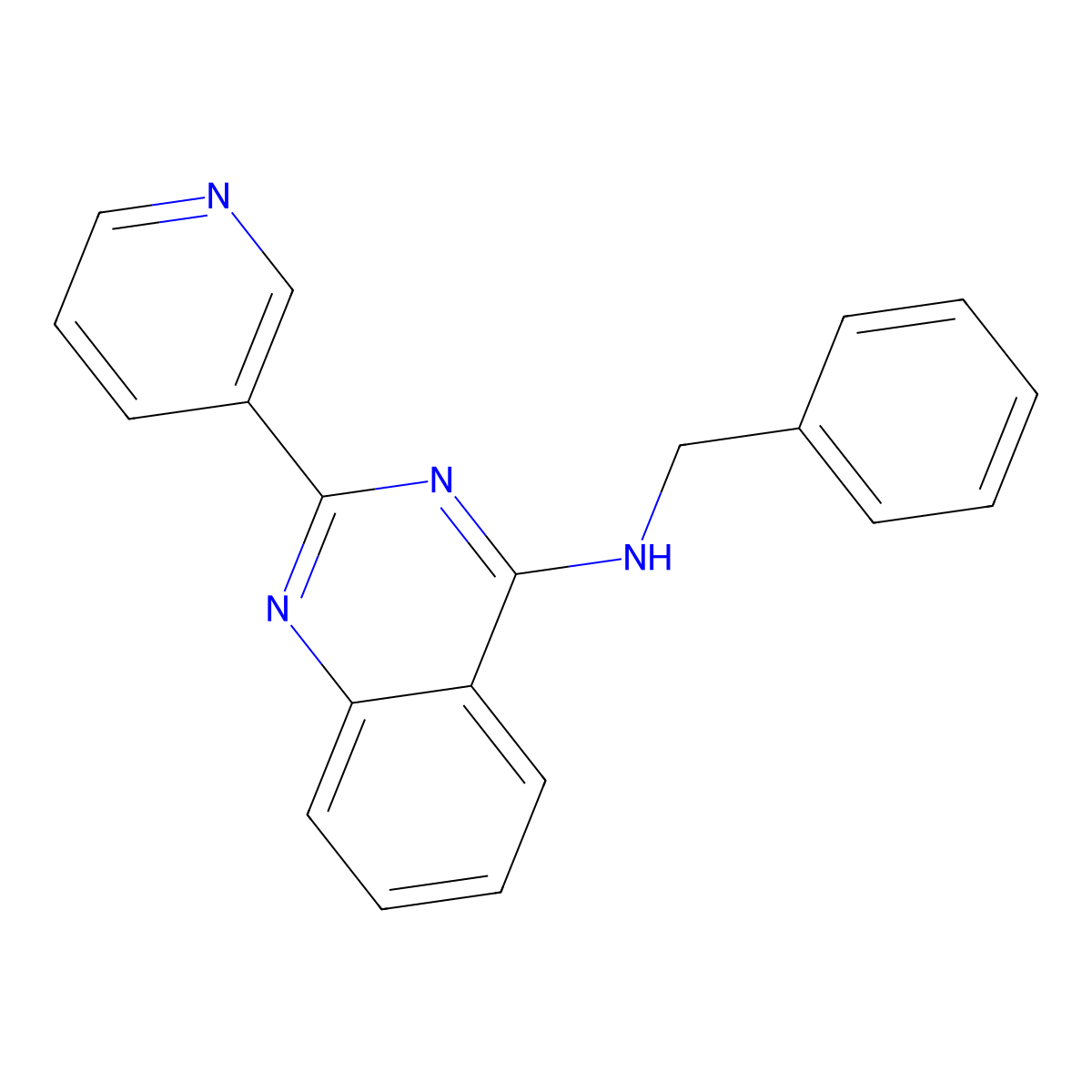 N-benzyl-2-(pyridin-3-yl)quinazolin-4-amine molecular structure, CAS 157862-79-8